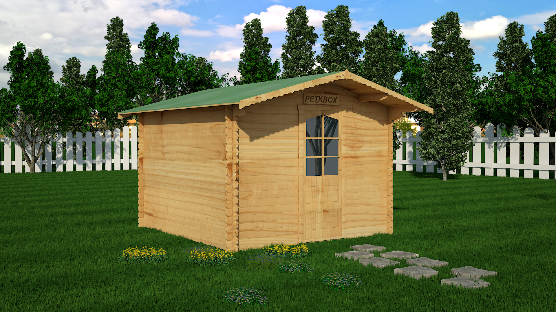 Casetta in legno rettangolare box giardino casetta attrezzi 400x298cm Fiori 